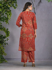 Printed Cotton Blend Kurta With Palazzo