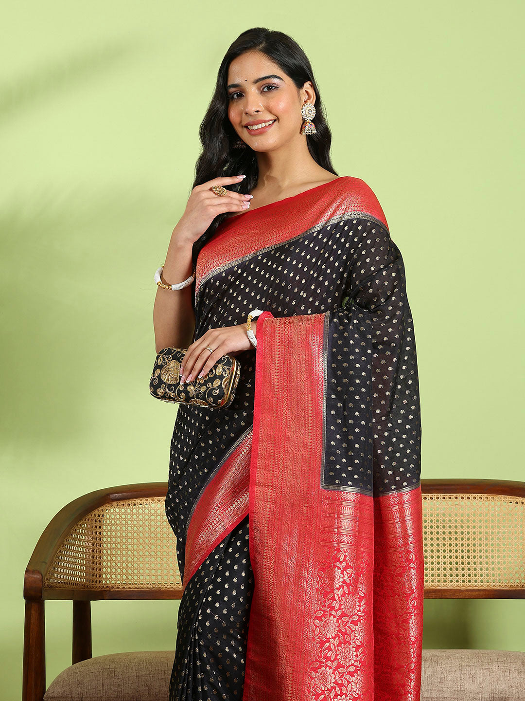 Plain Crepe Saree