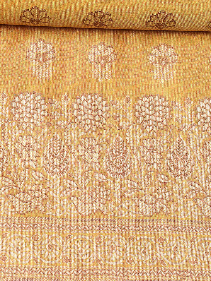 Woven Banarasi Chanderi Unstitched Suit With Dupatta