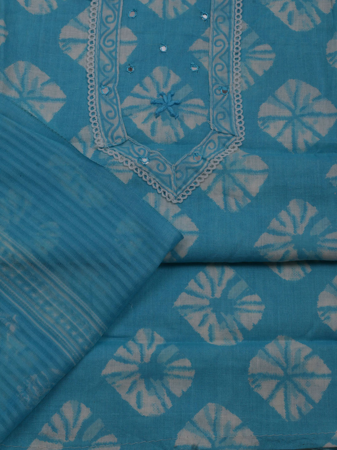 Printed Cotton Blend Unstitched Suit With Dupatta