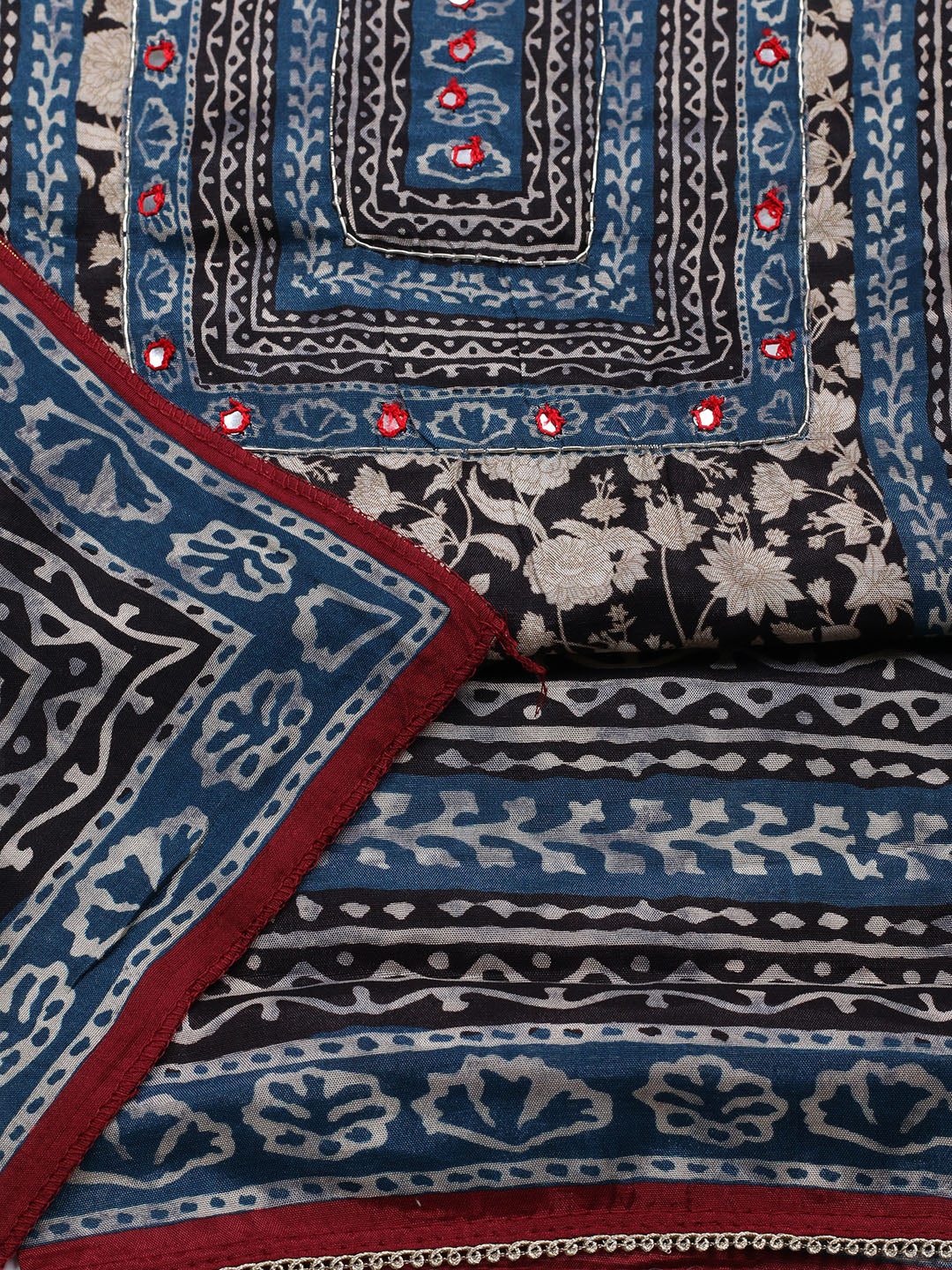 Printed Muslin Unstitched Suit With Pant &amp; Dupatta