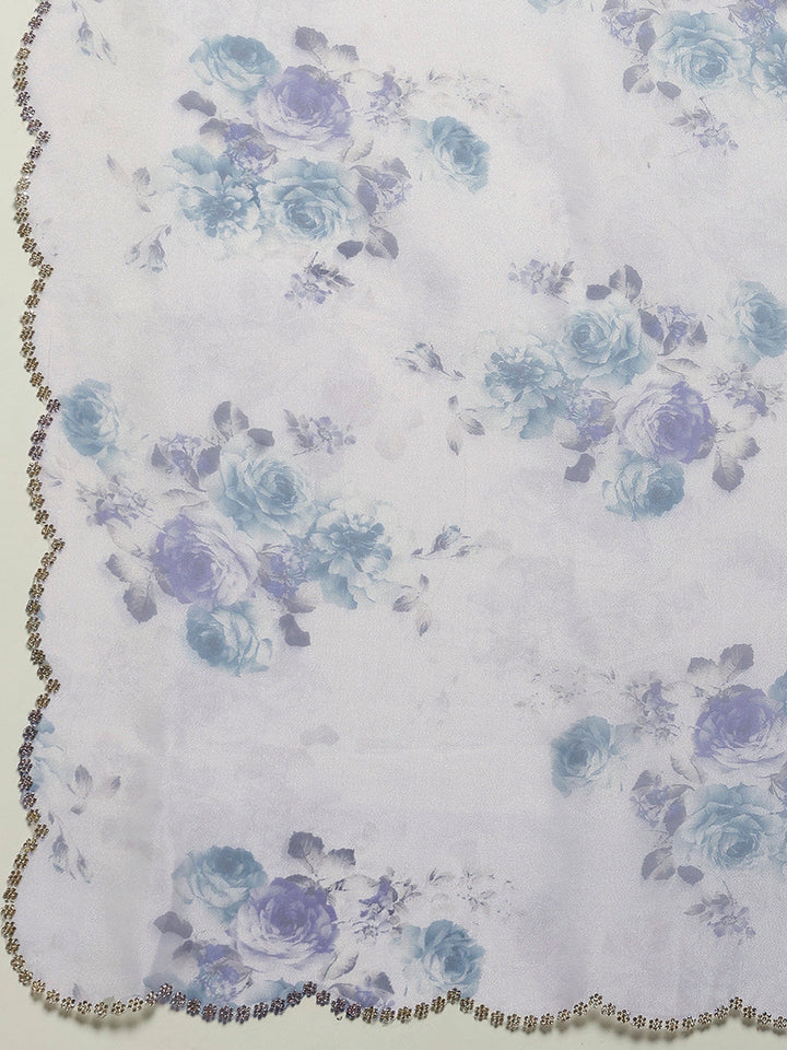 Digital Floral Printed Organza Saree