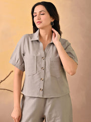 Plain Cotton Blend Shirt With Pant