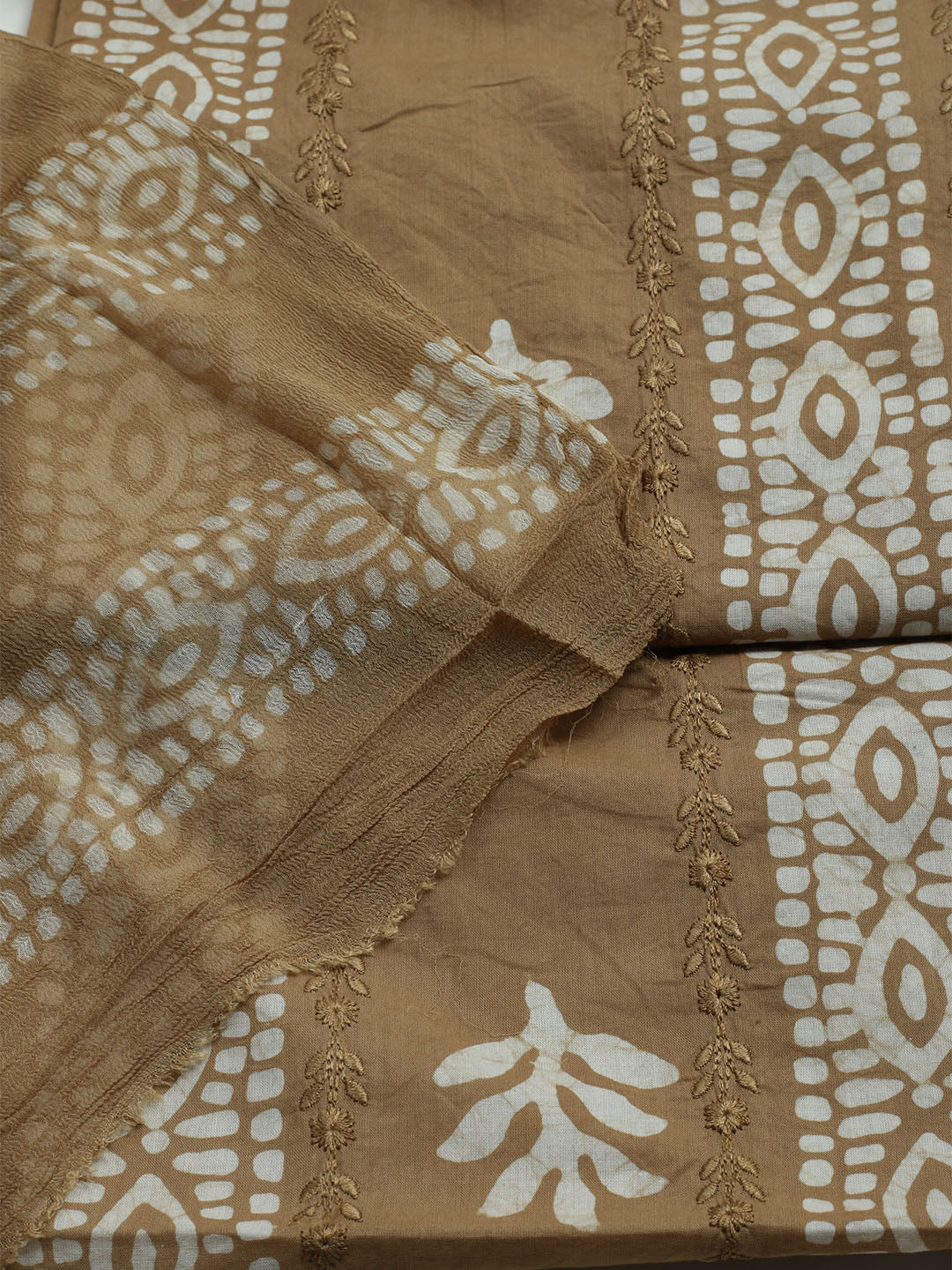 Printed Cotton Blend Unstitched Kurta With Pant &amp; Dupatta