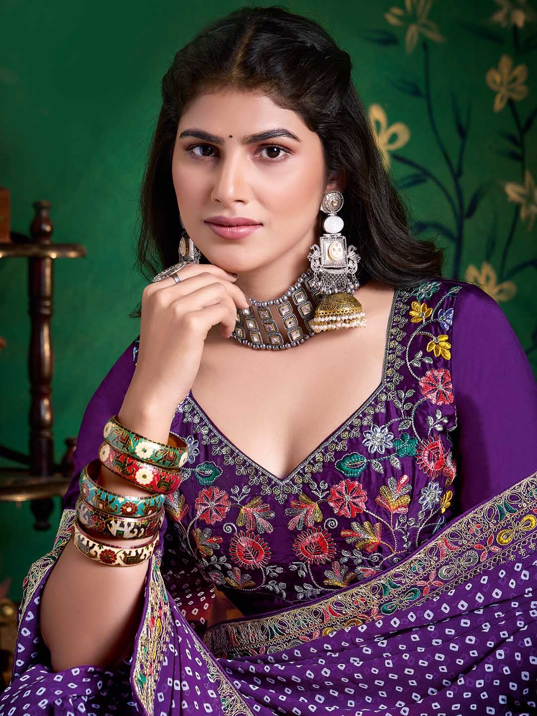 Bandhani Print Georgette Saree