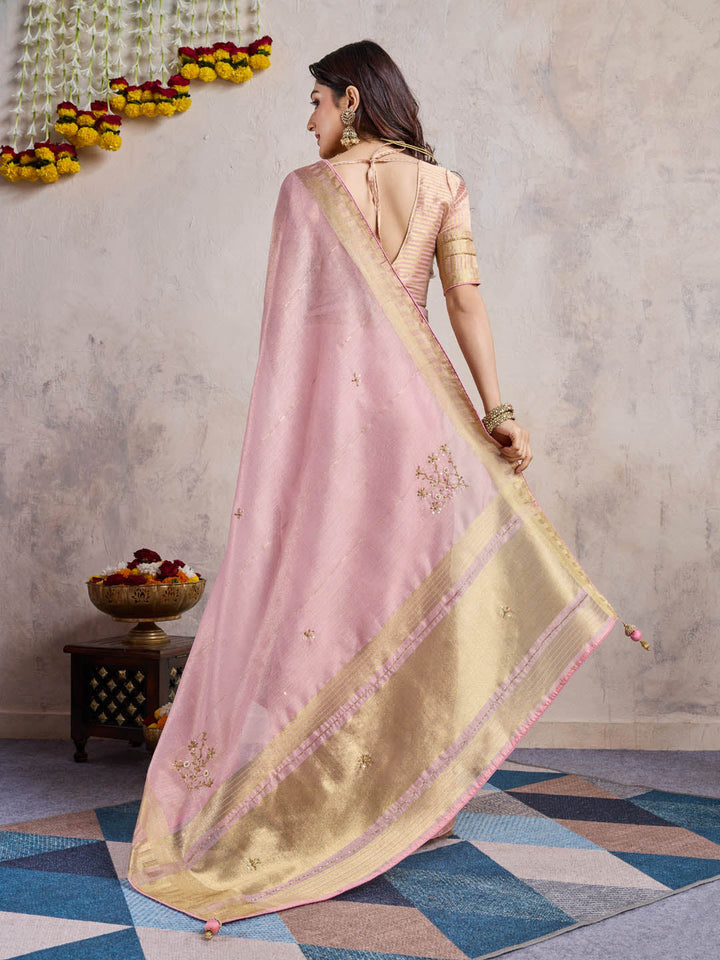 Gotta Patti Woven Border Linen Saree