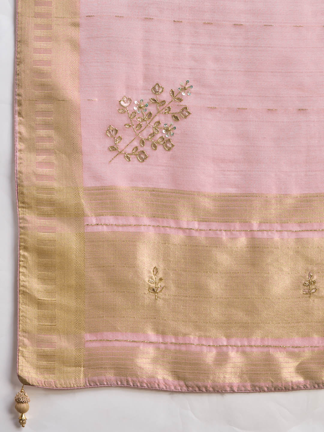 Gotta Patti Woven Border Linen Saree