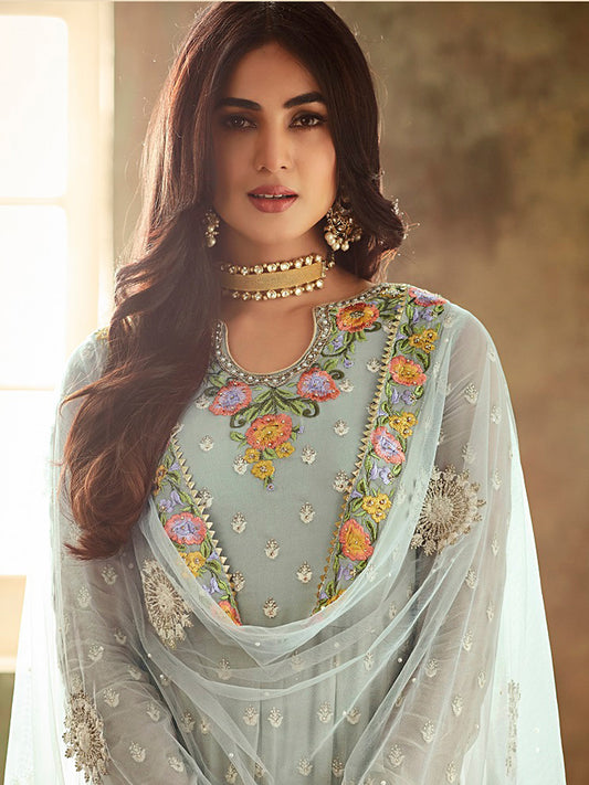 Resham Stone Work Georgette Semi Stitched Suit