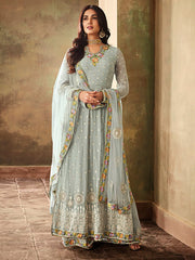 Resham Stone Work Georgette Semi Stitched Suit