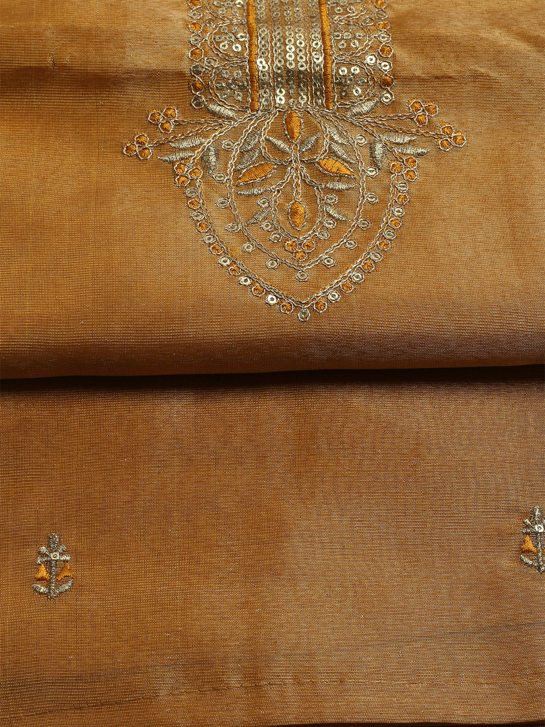 Embroidered Tissue Unstitched Kurta With Pant & Dupatta