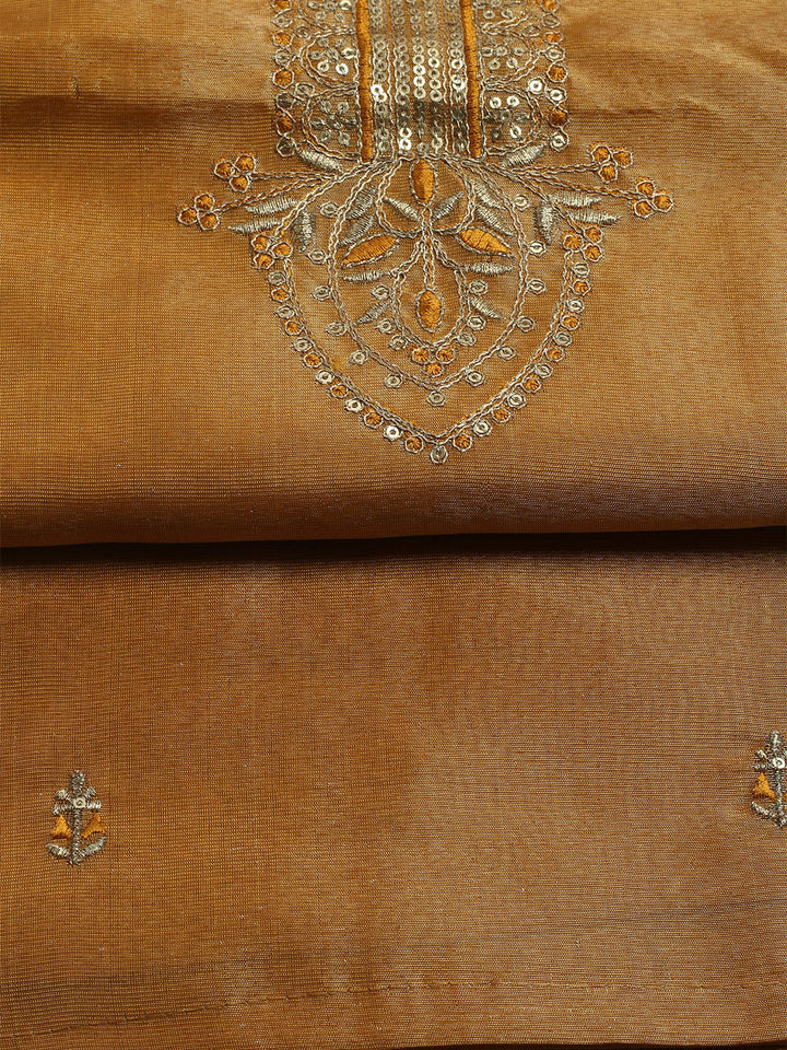 Embroidered Tissue Unstitched Kurta With Pant &amp; Dupatta