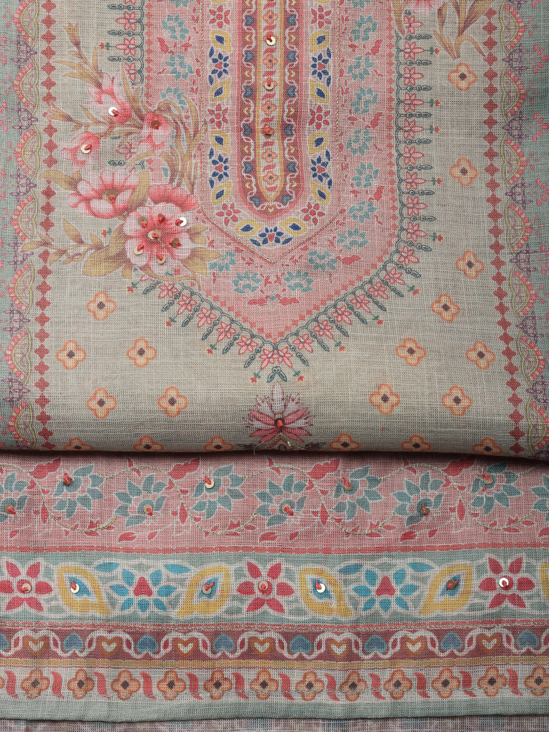 Printed Tissue Unstitched Suit With Pant &amp; Dupatta