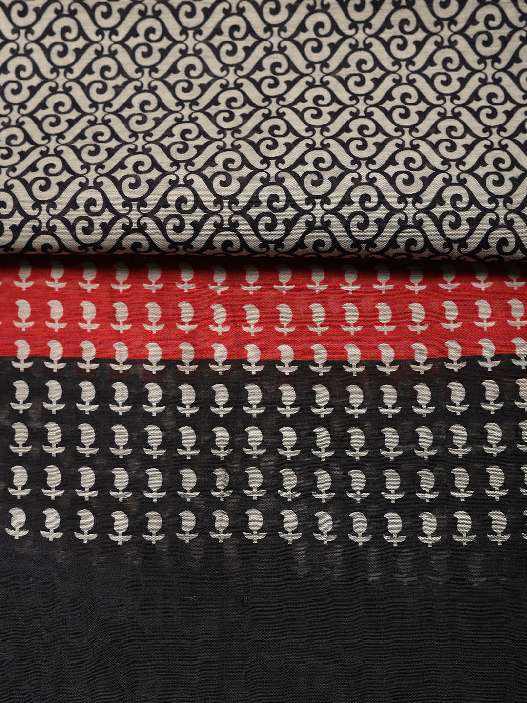 Printed Chanderi Unstitched Suit With Pant &amp; Dupatta