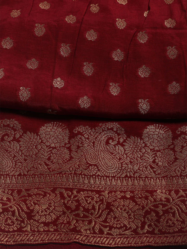 Woven Design Chanderi Unstitched Suit With Dupatta
