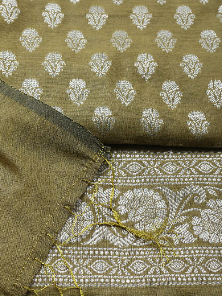 Banarasi Chanderi Unstitched Suit With Pant &amp; Dupatta