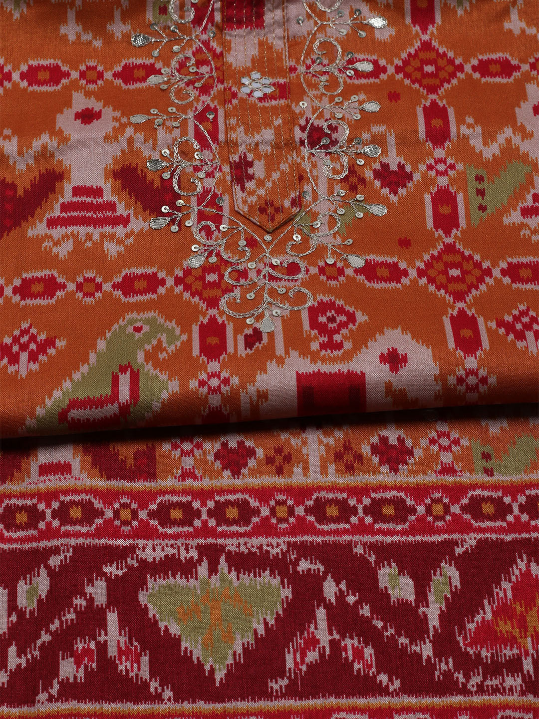 Printed Chanderi Unstitched Suit With Dupatta