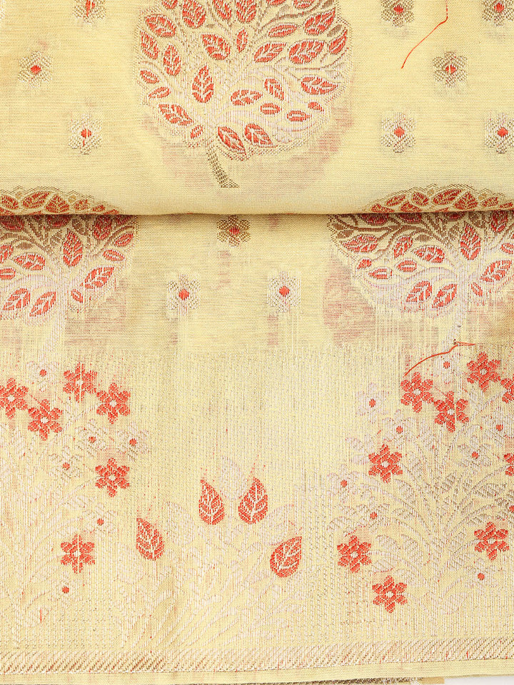 Woven Banarasi Chanderi Unstitched Suit With Dupatta
