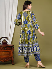 Printed Chanderi Kurta With Pants & Dupatta