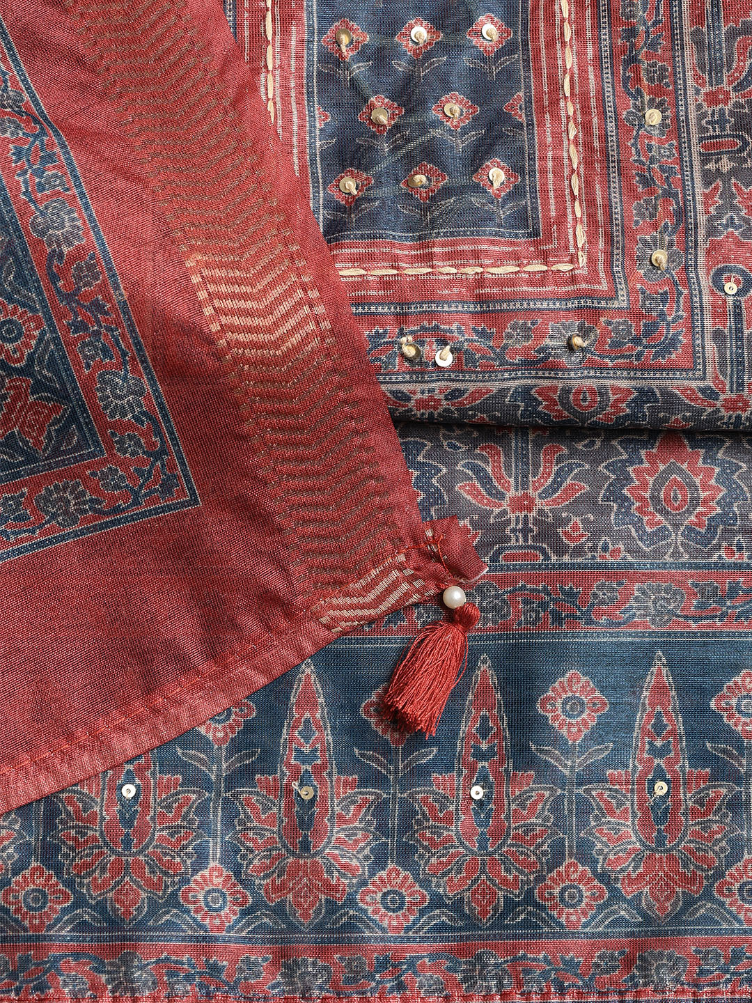 Neck Embroidered Chanderi Unstitched Suit With Dupatta