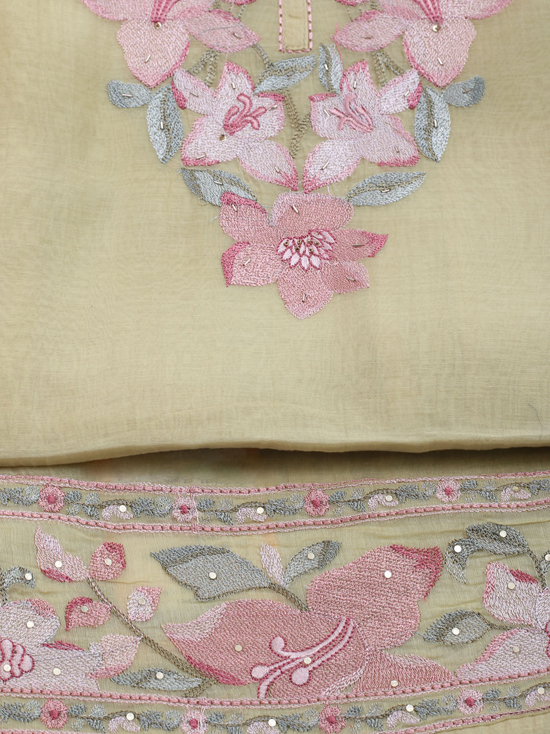 Embroidered Cotton Blend Unstitched Suit With Dupatta
