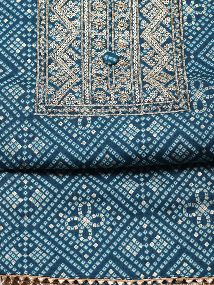 Embroidered Cotton Unstitched Suit With Pant &amp; Dupatta