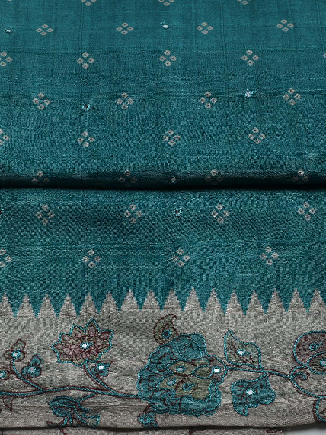 Embroidered Tussar Unstitched Suit With Dupatta