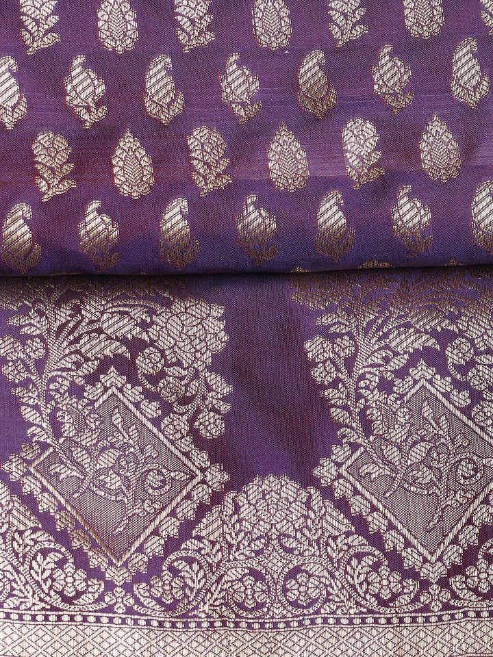 Woven Banarasi Chanderi Unstitched Suit With Dupatta