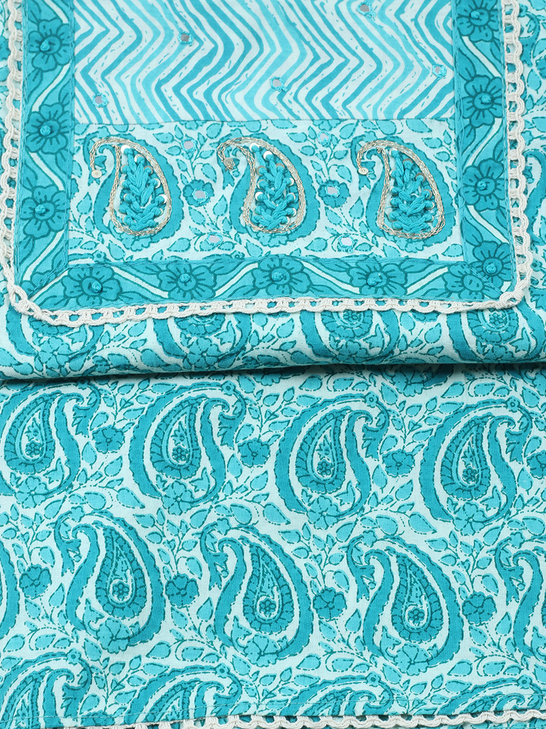 Embroidered Cotton Blend Unstitched Suit With Pant &amp; Dupatta