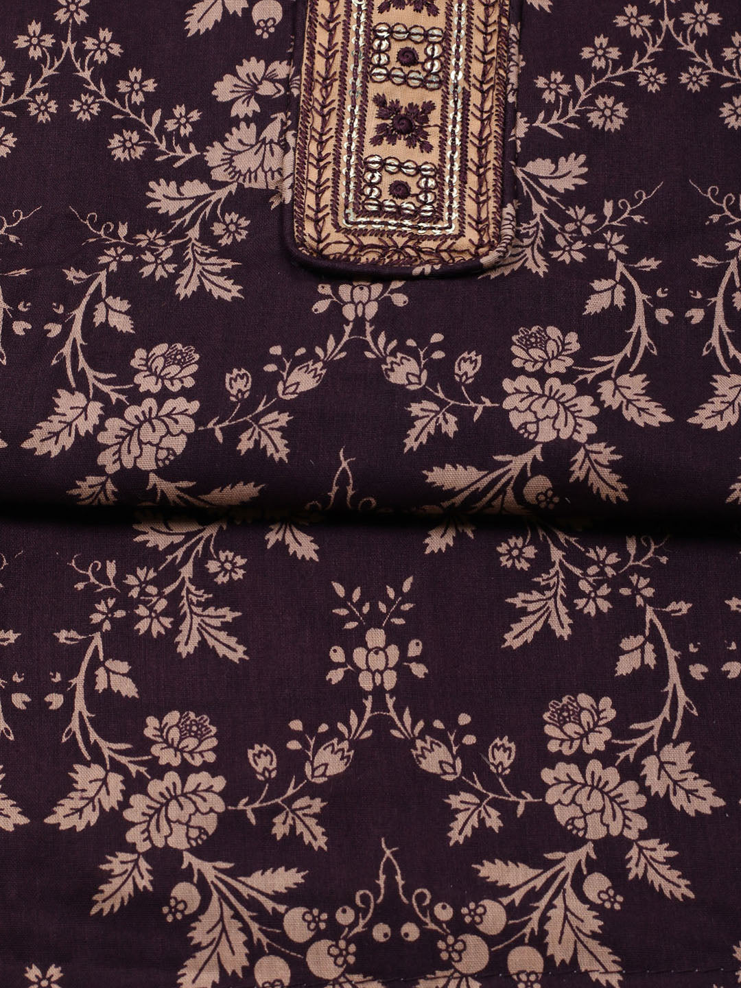 Printed Cotton Blend Unstitched Suit With Dupatta
