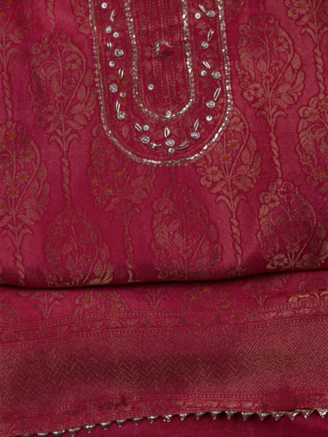 Kanjeevaram Chanderi Unstitched Suit With Dupatta