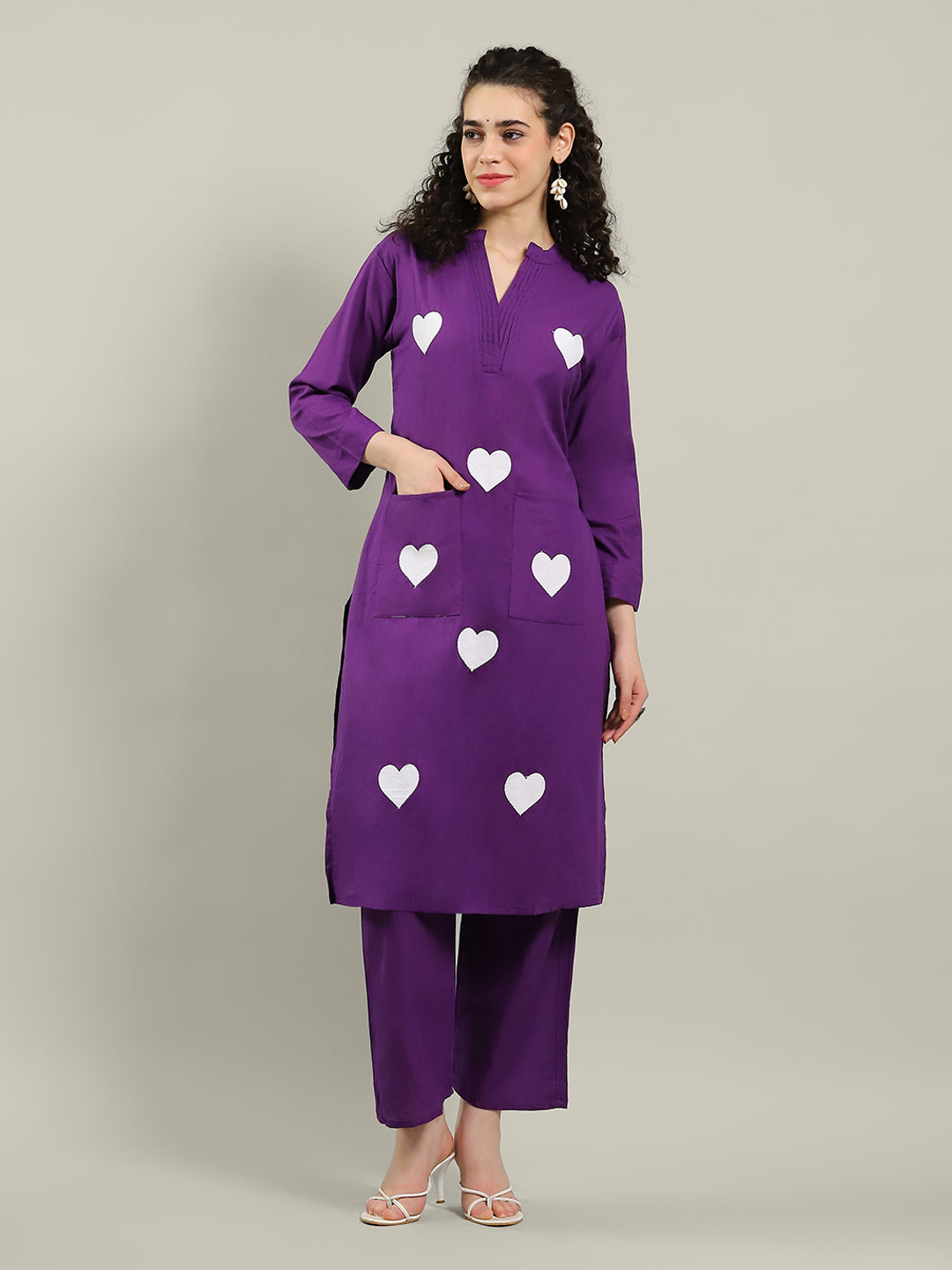 Printed Cotton Blend Kurta With Pants