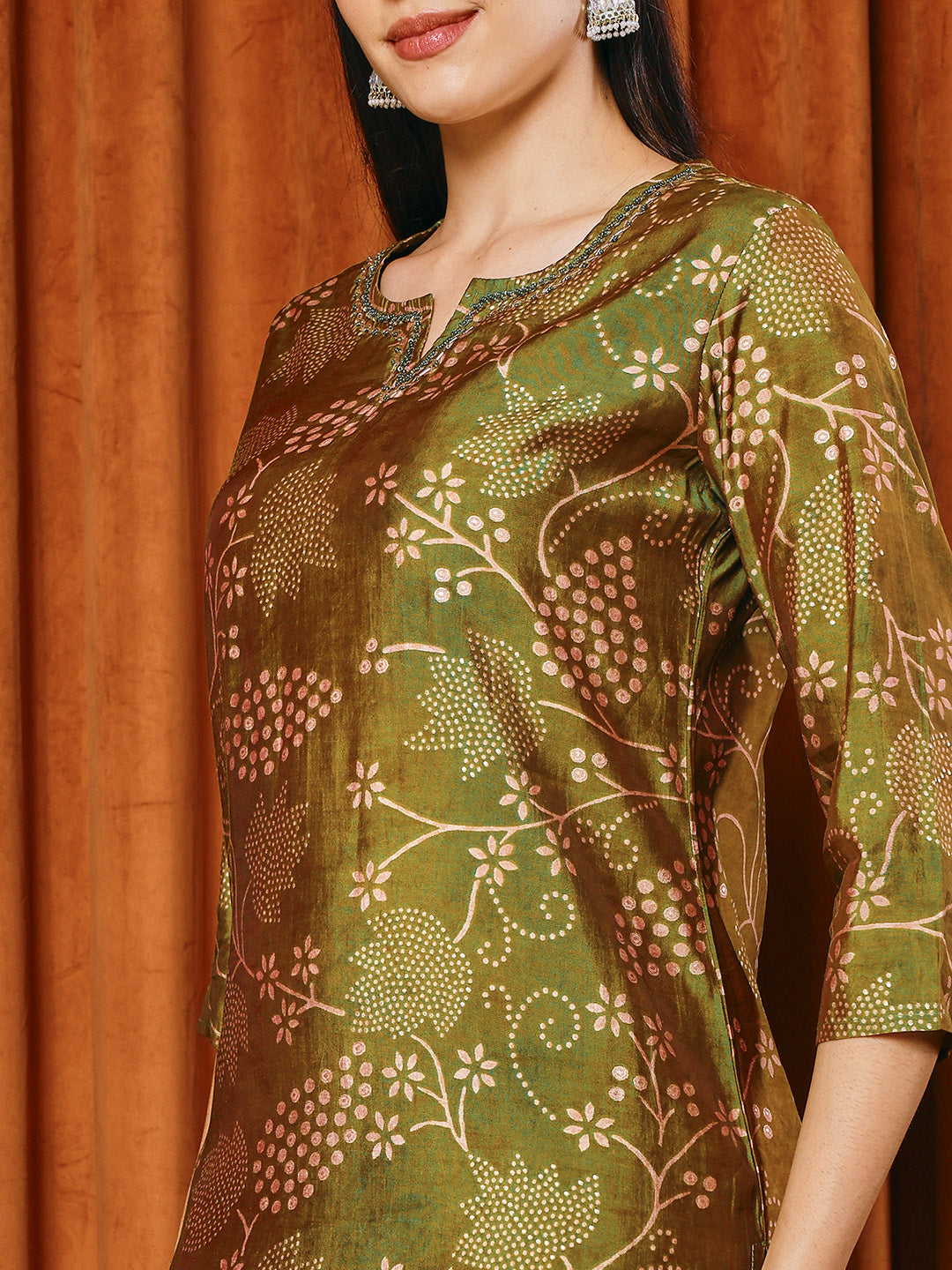 Printed Muslin Kurta With Pants & Dupatta