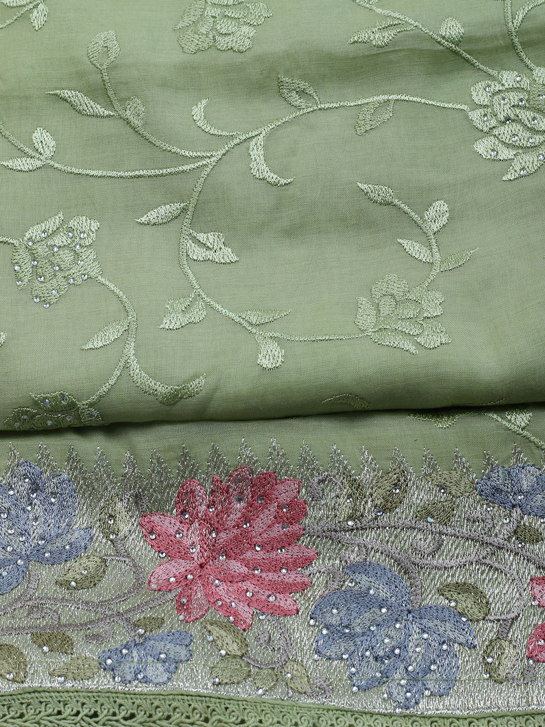 Embroidered Organza Unstitched Suit With Dupatta