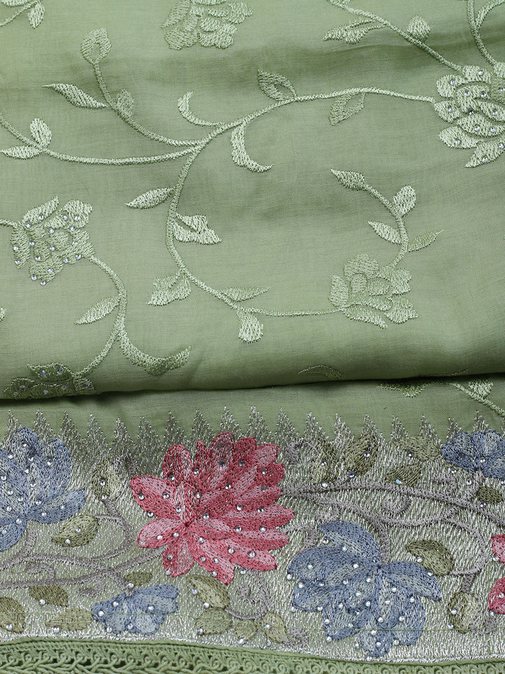 Embroidered Organza Unstitched Suit With Dupatta