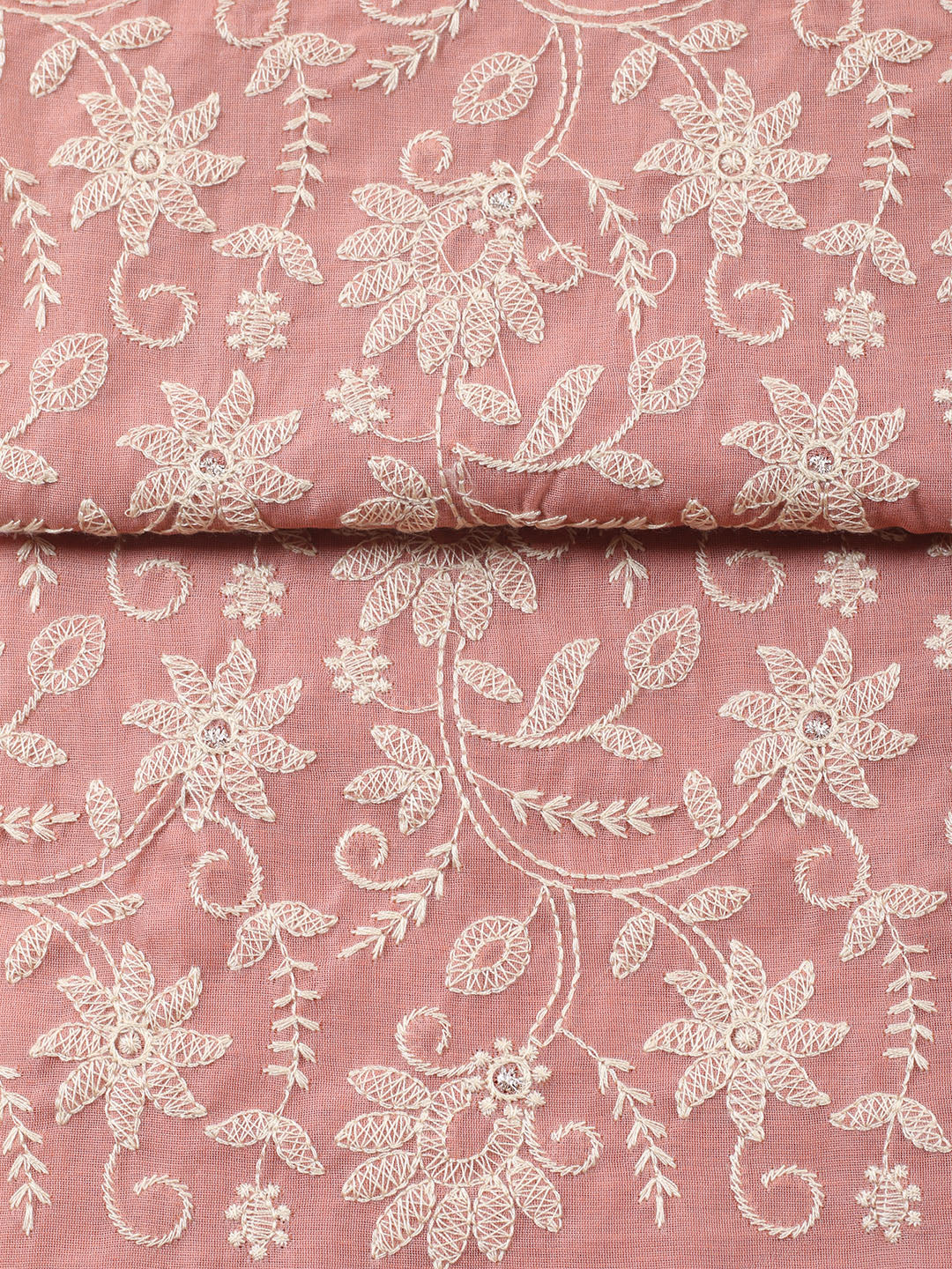 Embroidered, Cotton Blend Unstitched Suit With Pant &amp; Dupatta
