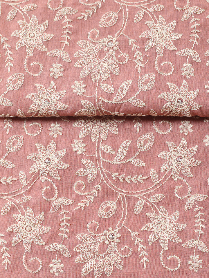 Embroidered, Cotton Blend Unstitched Suit With Pant &amp; Dupatta