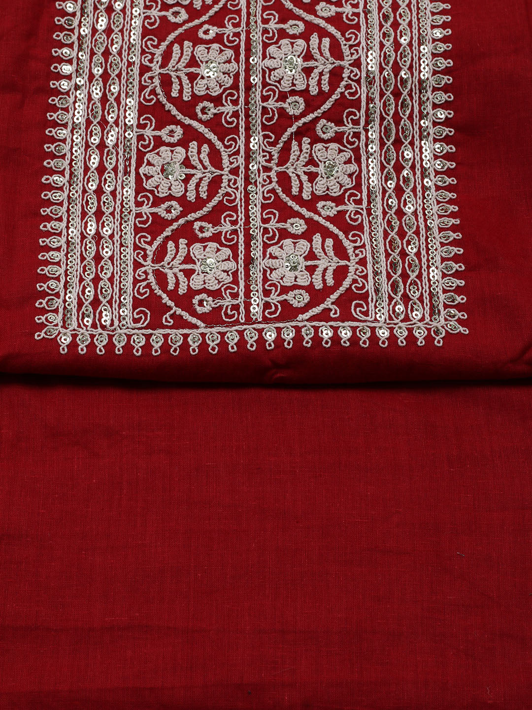 Neck Embroidered Cotton Blend Unstitched Suit With Dupatta