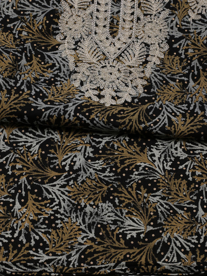 Neck Embroidered Cotton Blend Unstitched Suit With Dupatta