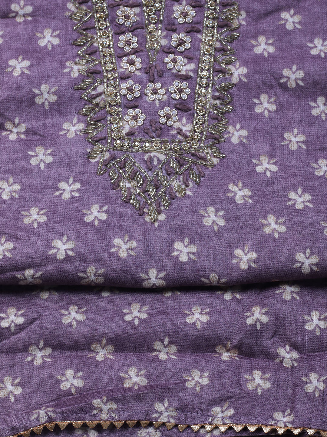 Embroidered Cotton Blend Unstitched Suit With Dupatta