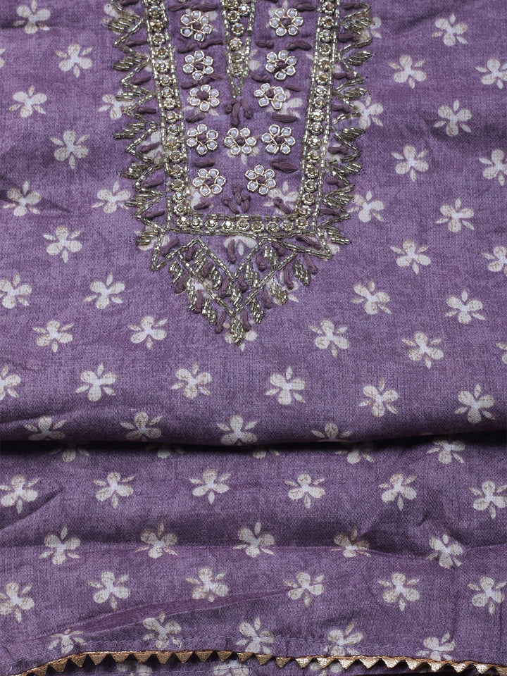 Embroidered Cotton Blend Unstitched Suit With Dupatta