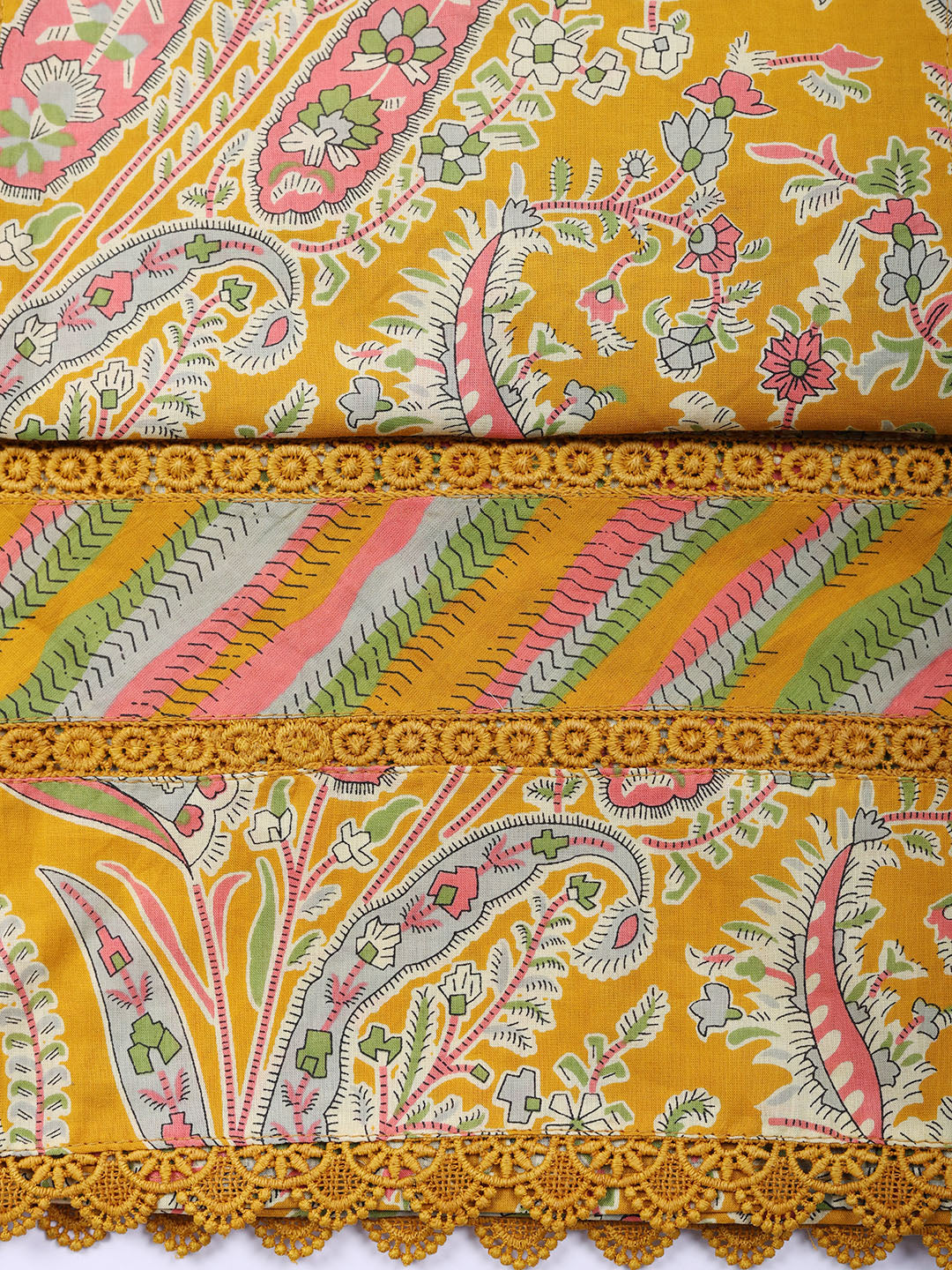 Embroidered Cotton Blend Unstitched Suit With Pant Dupatta