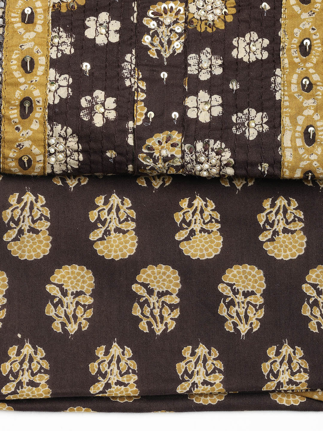 Printed Cotton Blend Unstitched Suit With Dupatta