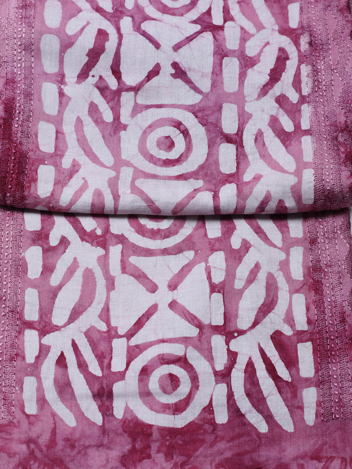 Printed Cotton Blend Unstitched Suit With Pant &amp; Dupatta