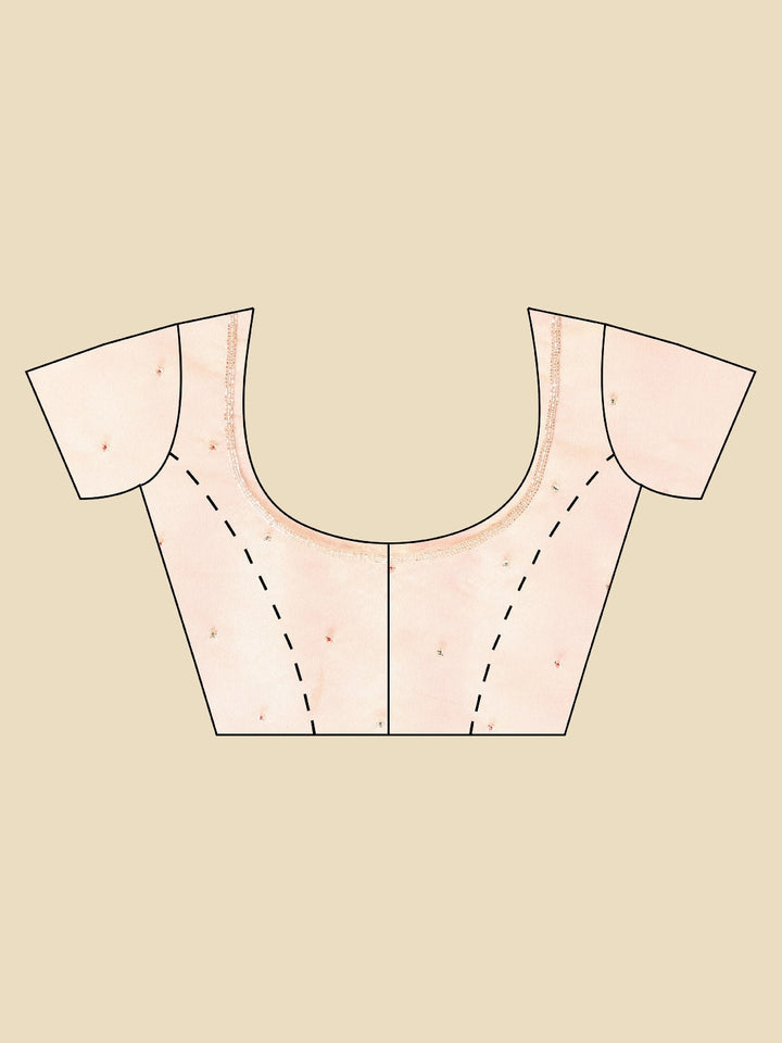 Cut Work &amp; Stone Embellished Tissue Saree