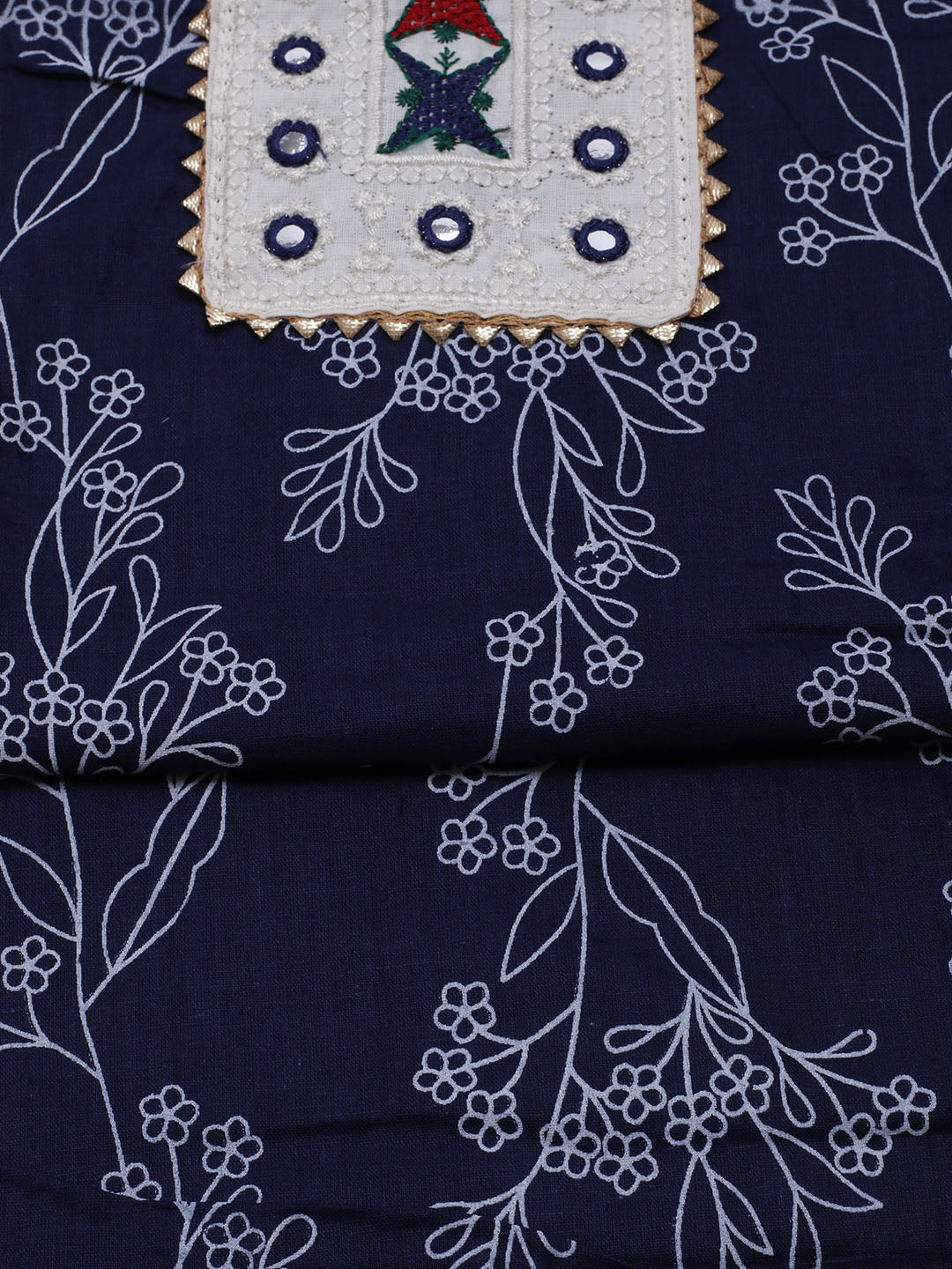 Printed Cotton Blend Unstitched Suit With Dupatta