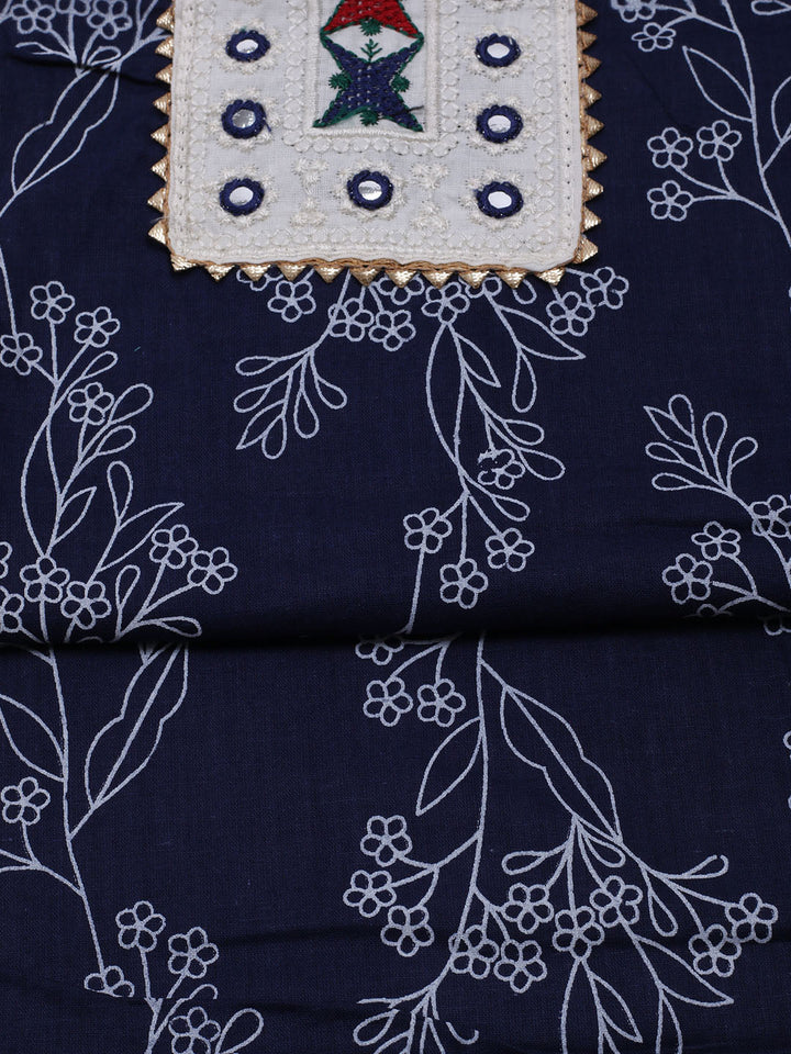 Printed Cotton Blend Unstitched Suit With Dupatta