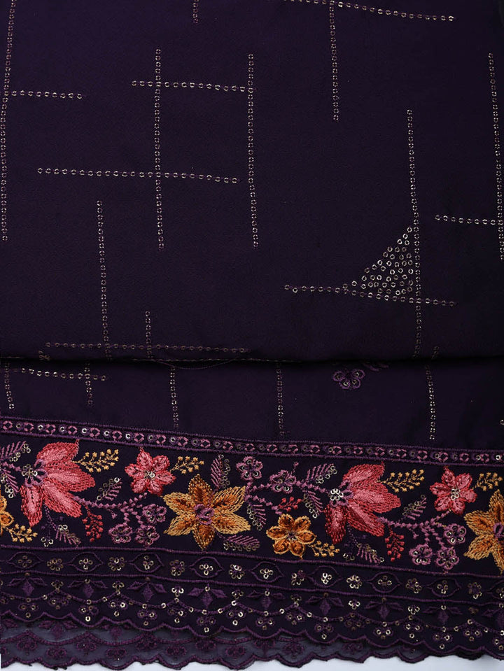Woven Design Georgette Unstitched Suit With Pant &amp; Dupatta