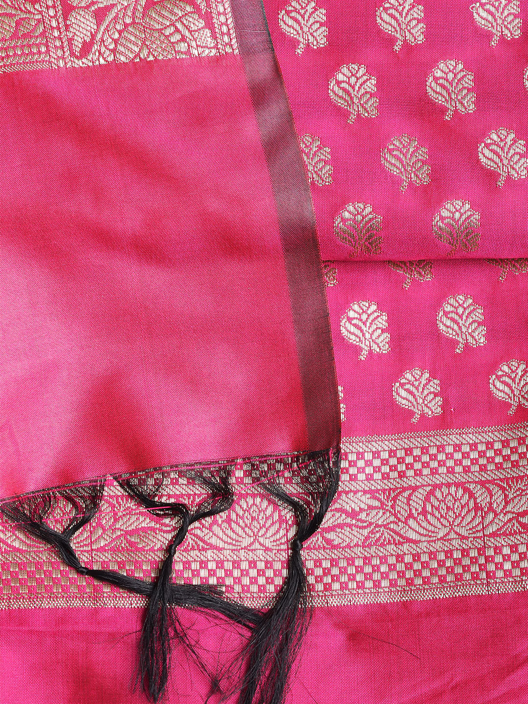 Woven Banarasi Chanderi Unstitched Suit With Dupatta