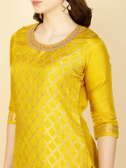 Woven Banarasi Kurti With Sharara & Dupatta