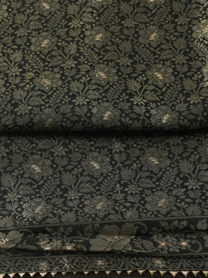 Woven Design Chanderi Unstitched Suit With Pant &amp; Dupatta